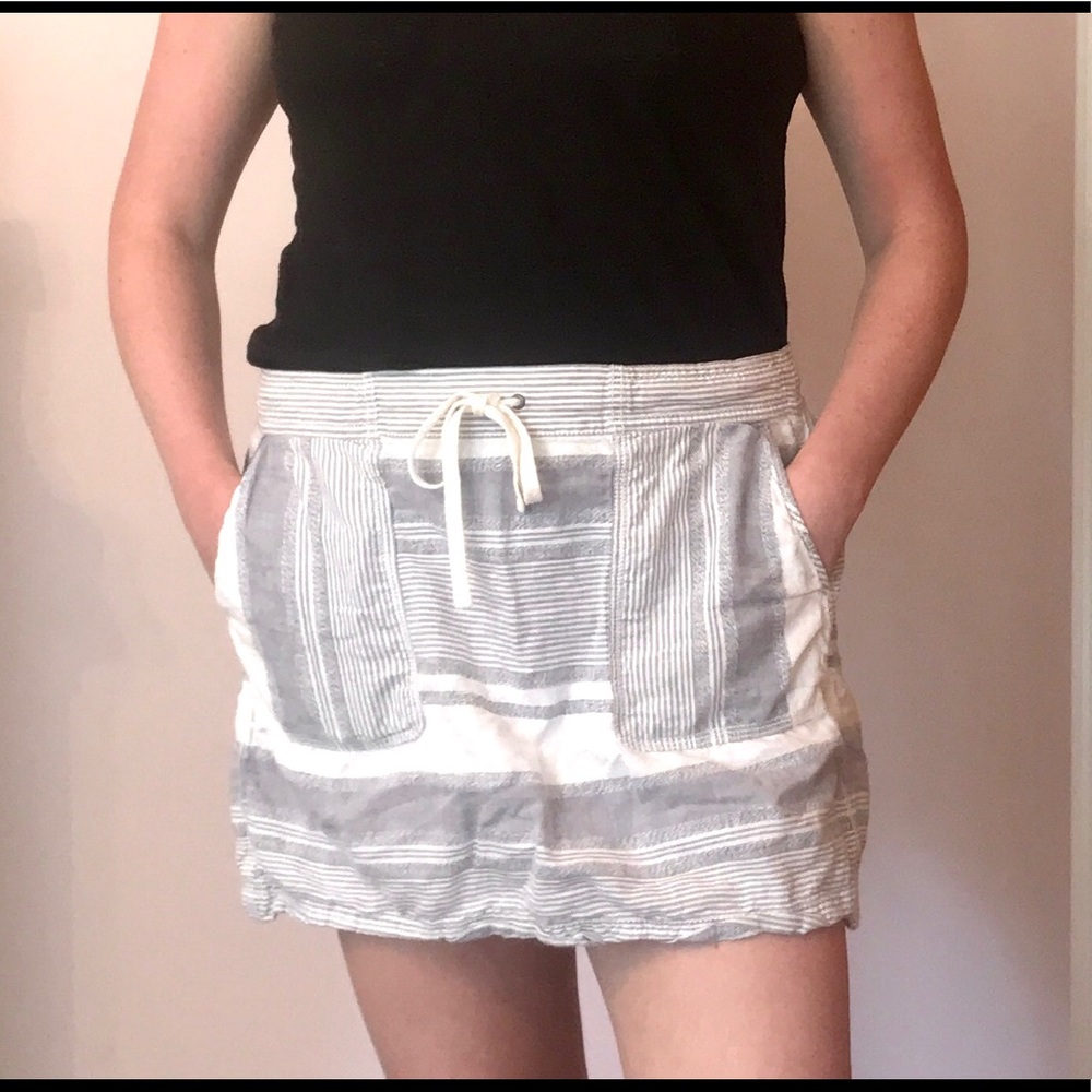 Grey and White Linen Mini Skirt